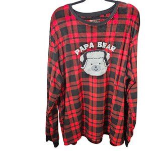 Papa Bear Mens Jammies For Your Families Plaid Fleece Pajama Top 3XLT